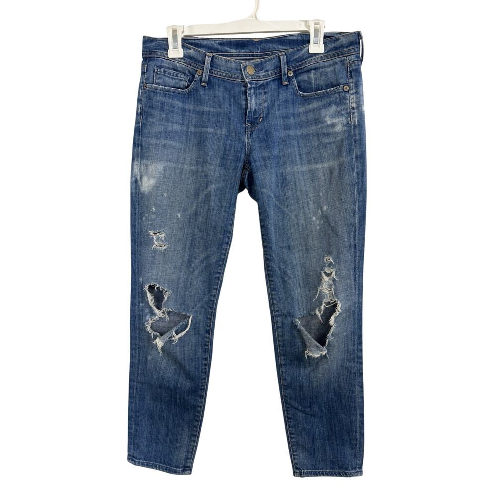 Y2K Citizens of Humanity Low Rise Racer Distressed Jeans Cropped Size 29 8010